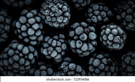 frozen blackberry, macro, top view