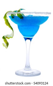 Frozen Blue Margarita Cocktail Isolated On White