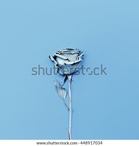 Frozen Blue Rose. Minimalism fashion art.