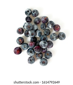 Frozen Blueberries Isolated On White Background