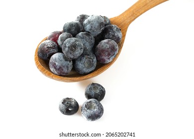 Frozen Blueberries Isolated On White Background