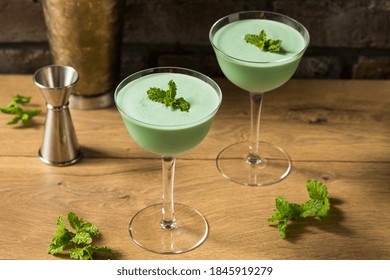 Frozen Boozy Mint Grasshopper Cocktail with Creme de Cacao