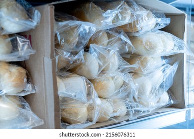 Frozen Bread In The Refrigerator, Long Life Food Storage Concept