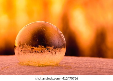 Frozen bubble in sunset.