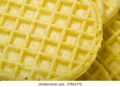 Frozen Buttermilk Waffles Background; Close Up, Macro View