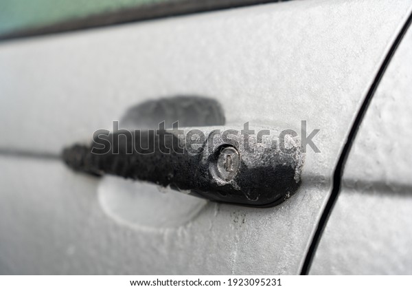 Frozen car door handle with\
lock
