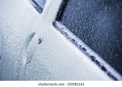 Frozen Car Door In Winter