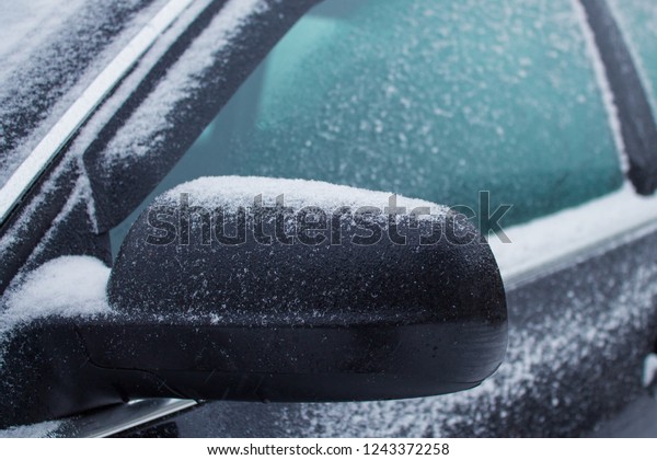 frozen car glass, car glass in ice with snow,
frost, snowfall