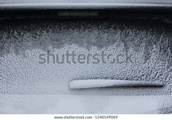 frozen car rear\
window