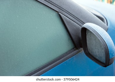 Frozen Car Window In Winter / Winter Time