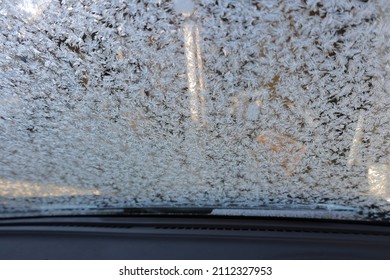 Frozen Car Windshield, Cold Winter Image