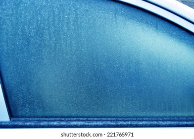 Frozen Car Windshield In Winter 