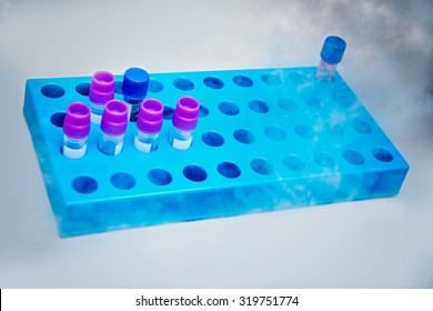  Frozen Cell Samples In Sealed Vials. Cryosamples Of Stem Cells  For Long-term Storage 