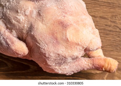 Frozen Chicken Whole Bird On The Table