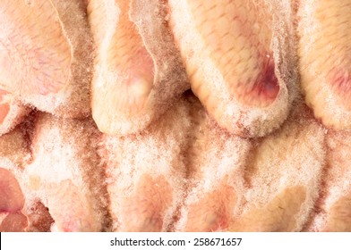 Frozen Chicken Wings Covered With Ice