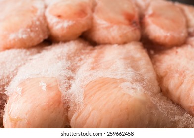 Frozen Chicken Wings Covered With Ice