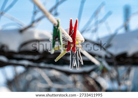 Frozen Clothes Peg in very cold weather