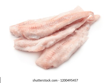 Frozen Cod Fillets Isolated On White