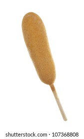 Frozen Corn Dog Close Up; Isolated On White Background