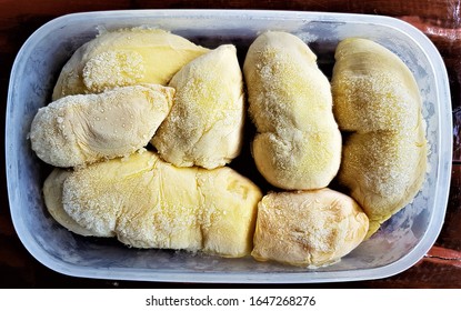 Frozen Durian In A Plastic Box