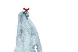 A Frozen Fountain Flowing In Winter