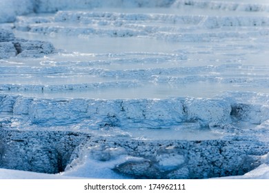 Frozen Geyser Bacteria Pattern With Hot Water Flowing Over It