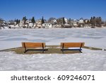 Frozen Gillies lake in Timmins, Ontario