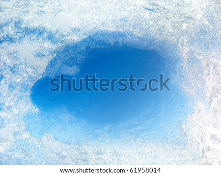 frozen glass with the thawed hole