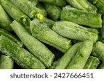 frozen green string beans, deep frozen beans for cooking , close-up