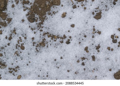 Frozen Ground Surface With White Snow. Concept - Winter Cold Weather.