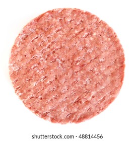 Frozen Hamburger Patty Isolated On White Background