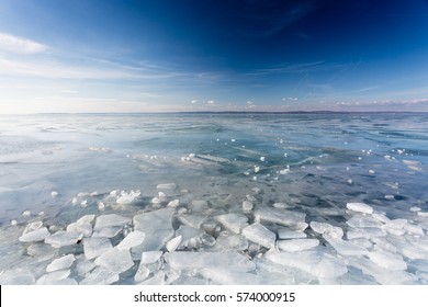 frozen lake Balaton with beautiful sky - Powered by Shutterstock