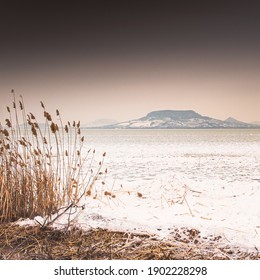 Frozen Lake Balaton In Winter