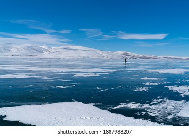 A frozen lake: Cildir Lake
