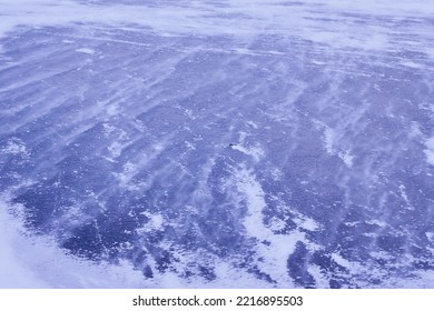 Frozen Lake. Ice. Leafs Trapped In Ice