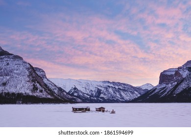 Frozen Lake Minnewanka Banff Canada