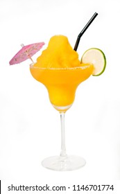 Frozen Mango Margarita Daiquiri Isolated On White