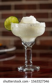 Frozen Margarita With Lime Wheel