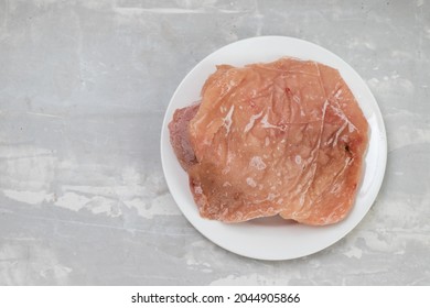 Frozen Meat Turkey On White Small Plate