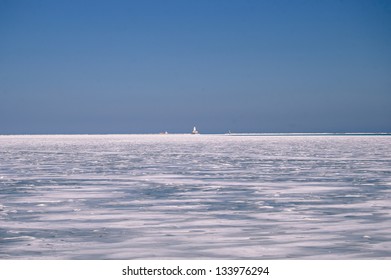 Frozen Michigan Lake