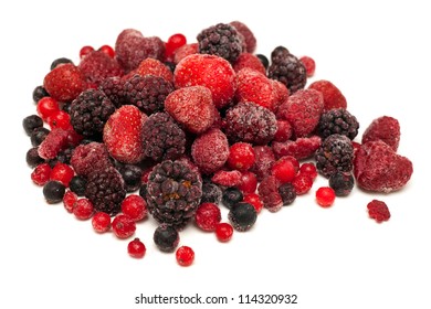 Frozen Mixed Fruit On White Background