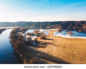 Frozen Nevezis River. Kaunas County, Lithuania
