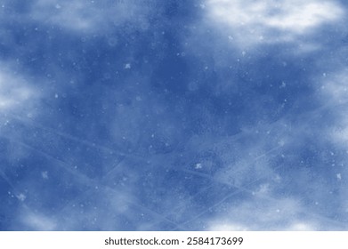 Frozen pattern on winter window. Blue ice winter background, texture blue wallpaper. Fozen blue background. 