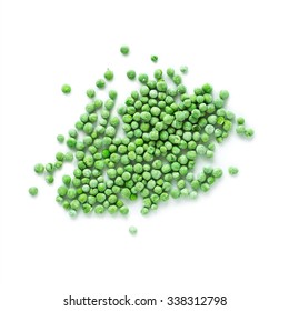 Frozen Peas Isolated Over White, Top View