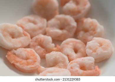 Frozen Pre Cooked Shrimps In White Bowl