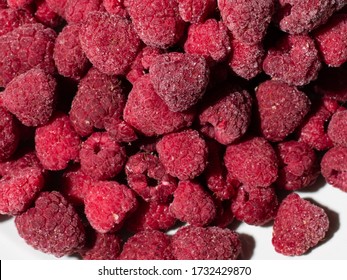 frozen raspberry, macro, top view