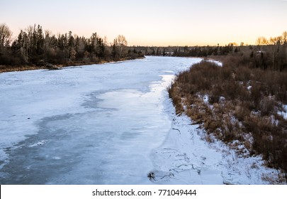 Frozen Red Deer, Alberta, Canada River