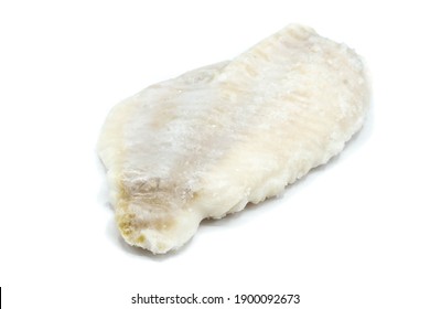 Frozen Redfish Fillet Isolated On A White Background