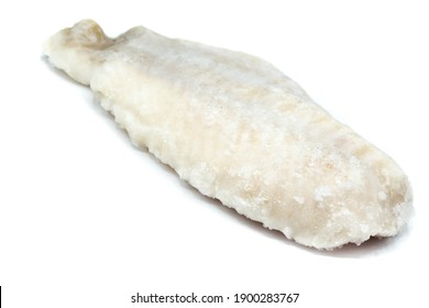 Frozen Redfish Fillet Isolated On A White Background