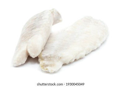 Frozen Redfish Fillet Isolated On A White Background